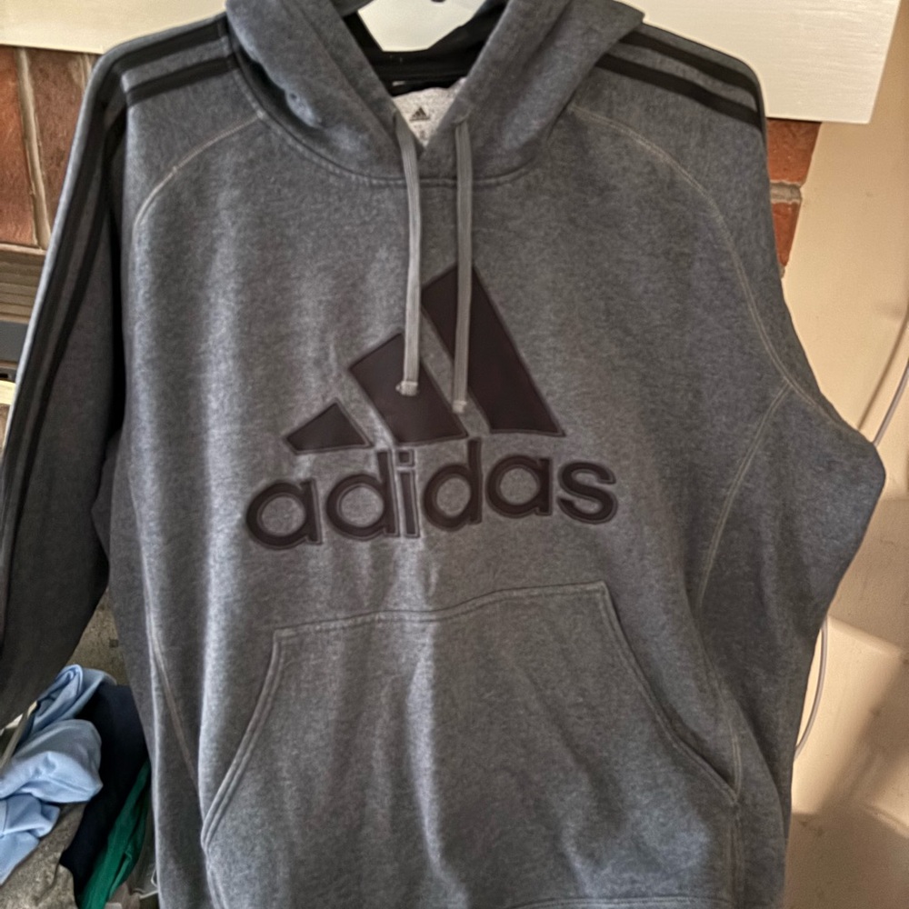 Adidas Men's Charcoal Hoodie with Black Logo